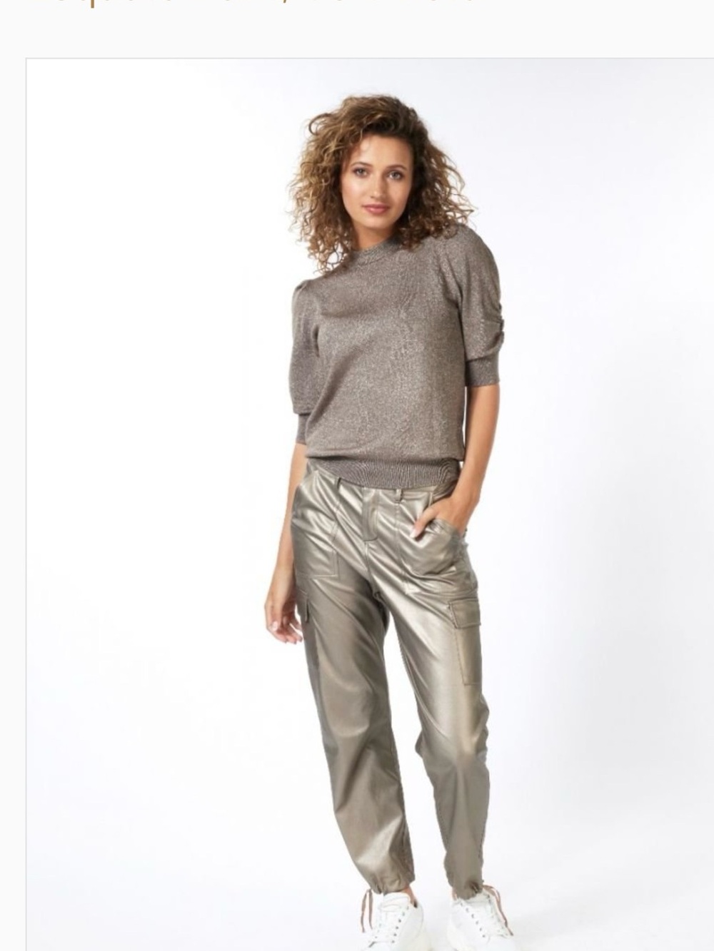 ***ESQUALO*** Soft Metallic Faux Leather  Gold Cargo Trouser  Pants .